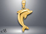 Load image into Gallery viewer, 14K Yellow Gold Polished Dolphin Charm with Necklace Chain Options