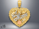 Load image into Gallery viewer, 14K Tri-color Polished #1 MOM Shadowbox Pendant with Necklace Chain Options
