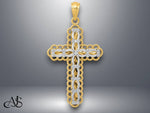 Load image into Gallery viewer, 14K Two Tone Gold Polished 2 Level Cross Pendant with Necklace Chain Options