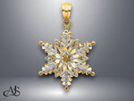 Load image into Gallery viewer, 14K Yellow Gold or White Gold Polished and Textured 2 Level Snowflake Pendant with Necklace Chain Options