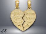 Load image into Gallery viewer, 14K Yellow Gold Break-Apart KEEP WATCH BETWEEN Heart Charm with Necklace Chain Options