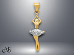 Load image into Gallery viewer, 14K Yellow Gold w/Rhodium Polished Moveable Dancer Pendant with Necklace Chain Options