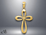 Load image into Gallery viewer, 14K Yellow Gold or White Gold Polished Ribbon Cross Pendant with Necklace Chain Options
