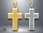 Load image into Gallery viewer, 14K Yellow Gold or White Gold Polished / Textured Cross Pendant with Necklace Chain Options