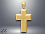Load image into Gallery viewer, 14K Yellow Gold or White Gold Polished / Textured Cross Pendant with Necklace Chain Options