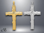 Load image into Gallery viewer, 14K Yellow Gold or White Gold Large Tree Textured Cross Pendant with Necklace Chain Options