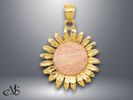 Load image into Gallery viewer, 14K Two-tone Gold Polished Sunflower Pendant with Necklace Chain Options