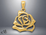 Load image into Gallery viewer, 14K Yellow Gold Polished Open Rose Pendant with Necklace Chain Options