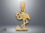 Load image into Gallery viewer, 14K Yellow Gold Mini Flamingo Charm with Necklace Chain Options