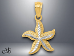 Load image into Gallery viewer, 14K Yellow Gold with White Rhodium Diamond-cut Starfish Pendant with Necklace Chain Options