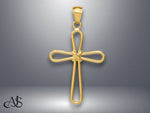 Load image into Gallery viewer, 14K Yellow Gold Polished Rounded Cross w/-X- Center Pendant with Necklace Chain Options