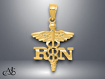 Load image into Gallery viewer, 14K Yellow Gold Diamond-cut RN Pendant with Necklace Chain Options