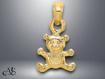 Load image into Gallery viewer, 14K Yellow Gold 3-D Mini Teddy Bear Charm with Necklace Chain Options
