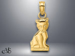 Load image into Gallery viewer, 14K Yellow Gold Mini Sitting Kitten Charm with Necklace Chain Options
