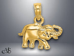 Load image into Gallery viewer, 14K Yellow Gold Polished Small Elephant Charm with Necklace Chain Options
