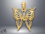 Load image into Gallery viewer, 14K Yellow Gold Cut-Out Butterfly Charm with Necklace Chain Options