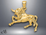 Load image into Gallery viewer, 14K Yellow Gold Polished Raging Bull with Horns Charm with Necklace Chain Options