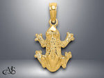 Load image into Gallery viewer, 14K Yellow Gold 2-D Textured Top View Frog Charm with Necklace Chain Options