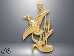 Load image into Gallery viewer, 14K Yellow Gold Duck Flying From Willow Charm with Necklace Chain Options