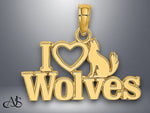 Load image into Gallery viewer, 14K Yellow Gold I HEART WOLVES Charm with Necklace Chain Options