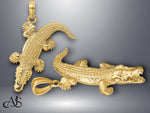 Load image into Gallery viewer, 14K Yellow Gold 3-D Alligator w/Moveable Mouth Charm with Necklace Chain Options