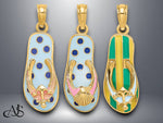 Load image into Gallery viewer, 14K Yellow Gold 3D Enamel Flip-Flop Charm with Necklace Chain Options