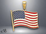 Load image into Gallery viewer, 14K Yellow Gold w/ Enamel American Flag Charm with Necklace Chain Options