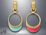 Load image into Gallery viewer, 14K Yellow Gold Aqua or Fuschia Enameled Beach Sun Visor Charm with Necklace Chain Options