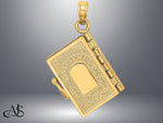 Load image into Gallery viewer, 14K Yellow Gold Enameled 3D Moveable LOVE Flower Book Pendant with Necklace Chain Options