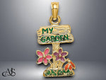 Load image into Gallery viewer, 14K Yellow Gold Multi Enamel MY GARDEN Post Flower Charm with Necklace Chain Options