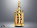 Load image into Gallery viewer, 14K Yellow Gold w/ Enamel 3-D Bird Cage w/ 2 Birds and Doors Open Charm with Necklace Chain Options