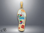 Load image into Gallery viewer, 14K Yellow Gold Red and White Enameled Lifesaver Ring Charm with Necklace Chain Options