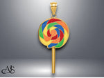 Load image into Gallery viewer, 14K Yellow Gold w/Multi-Color Enamel 3-D Lollipop Charm with Necklace Chain Options
