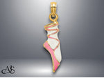 Load image into Gallery viewer, 14K Yellow Gold 3-D Enamel Ballet Shoe Charm with Necklace Chain Options