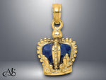 Load image into Gallery viewer, 14K Yellow Gold 3-D with Blue or Red Enamel Inside Crown Charm with Necklace Chain Options