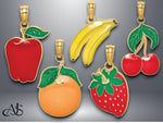 Load image into Gallery viewer, 14K Yellow Gold Enamel Fruit Charm with Necklace Chain Options