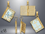 Load image into Gallery viewer, 14K Yellow Gold 3-D Enamel Ecclesiastes Book with Moveable Pages Charm with Necklace Chain Options