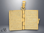 Load image into Gallery viewer, 14K Yellow Gold 3-D Moveable Enameled AN IRISH PRAYER Book w/Clover Charm with Necklace Chain Options