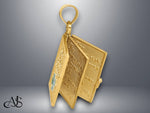 Load image into Gallery viewer, 14K Yellow Gold 3-D Moveable Enameled AN IRISH PRAYER Book w/Clover Charm with Necklace Chain Options