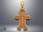 Load image into Gallery viewer, 14K Yellow Gold 3-D Enameled Gingerbread Man Charm with Necklace Chain Options