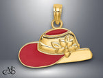Load image into Gallery viewer, 14K Yellow Gold Polished 2-D Red Enamel Hat Charm with Necklace Chain Options