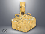 Load image into Gallery viewer, 14K Yellow Gold Wrapped Gift Box Charm with Necklace Chain Options