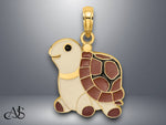 Load image into Gallery viewer, 14K Yellow Gold Brown, Tan and Black Enamel Turtle Charm with Necklace Chain Options