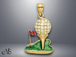 Load image into Gallery viewer, 14K Yellow Gold Enamel and 2-D Golf Ball Charm with Necklace Chain Options