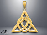 Load image into Gallery viewer, 14K Yellow Gold Polished Large Celtic Trinity Knot Charm with Necklace Chain Options