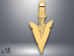 Load image into Gallery viewer, 14K Yellow Gold or White Gold 3-D Arrowhead Charm with Necklace Chain Options