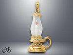 Load image into Gallery viewer, 14K Yellow Gold Glass Enamel 3-D Candle Lantern Charm with Necklace Chain Options