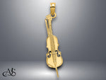 Load image into Gallery viewer, 14K Yellow Gold Polished Engraved Upright Bass Charm with Necklace Chain Options