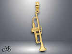 Load image into Gallery viewer, 14K Yellow Gold Polished Trumpet Charm with Necklace Chain Options