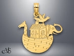 Load image into Gallery viewer, 14K Yellow Gold Engraved Flat Noah's Ark Charm with Necklace Chain Options